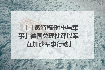 「微特稿·时事与军事」德国总理批评以军在加沙军事行动