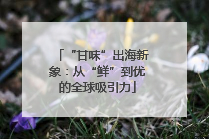 “甘味”出海新象：从“鲜”到优的全球吸引力