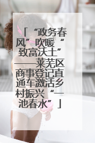 “政务春风”吹暖“致富沃土”——莱芜区商事登记直通车激活乡村振兴“一池春水”