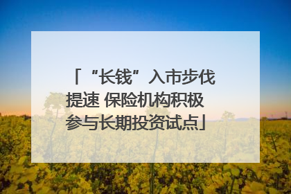 “长钱”入市步伐提速 保险机构积极参与长期投资试点
