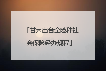 甘肃出台全险种社会保险经办规程