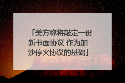 美方称将敲定一份新书面协议 作为加沙停火协议的基础