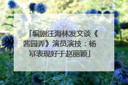 编剧汪海林发文谈《酱园弄》演员演技：杨幂表现好于赵丽颖