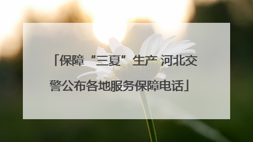 保障“三夏”生产 河北交警公布各地服务保障电话