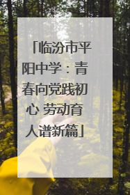 临汾市平阳中学：青春向党践初心 劳动育人谱新篇