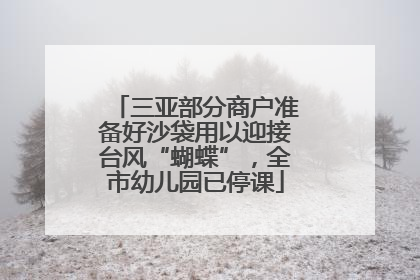 三亚部分商户准备好沙袋用以迎接台风“蝴蝶”，全市幼儿园已停课