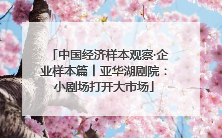 中国经济样本观察·企业样本篇︱亚华湖剧院：小剧场打开大市场