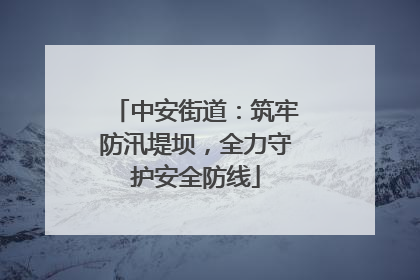 中安街道：筑牢防汛堤坝，全力守护安全防线