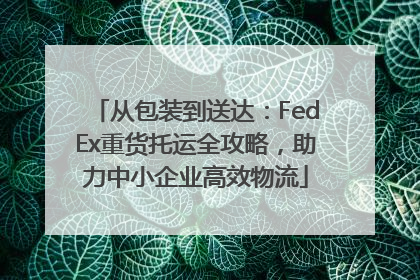 从包装到送达：FedEx重货托运全攻略，助力中小企业高效物流