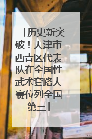 历史新突破！天津市西青区代表队在全国性武术套路大赛位列全国第三
