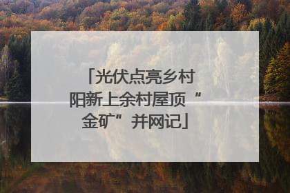 光伏点亮乡村 阳新上余村屋顶“金矿”并网记