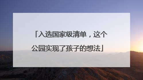 入选国家级清单，这个公园实现了孩子的想法