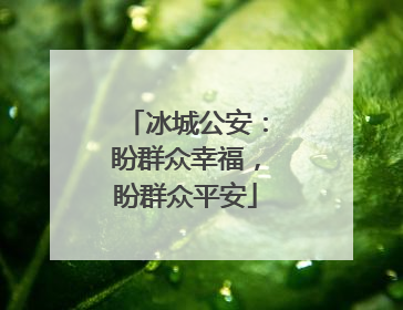 冰城公安：盼群众幸福，盼群众平安