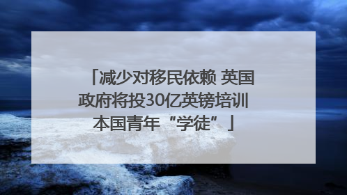 减少对移民依赖 英国政府将投30亿英镑培训本国青年“学徒”
