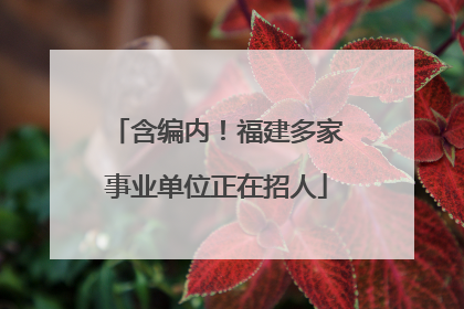 含编内！福建多家事业单位正在招人