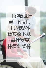 多哈世乒赛三连冠，王楚钦/孙颖莎收下兹·赫杜塞克杯复刻奖杯