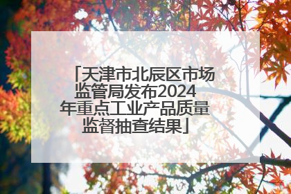 天津市北辰区市场监管局发布2024年重点工业产品质量监督抽查结果