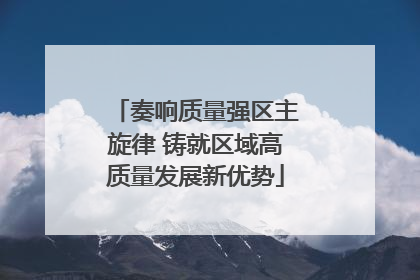 奏响质量强区主旋律 铸就区域高质量发展新优势