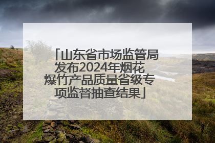 山东省市场监管局发布2024年烟花爆竹产品质量省级专项监督抽查结果