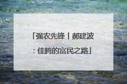 强农先锋丨郝建波：佳腾的富民之路