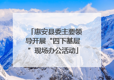 惠安县委主要领导开展“四下基层”现场办公活动