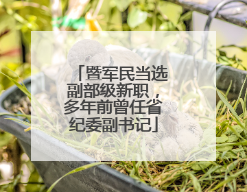 暨军民当选副部级新职，多年前曾任省纪委副书记
