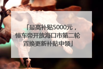 最高补贴5000元，懂车帝开放海口市第二轮置换更新补贴申领