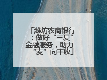 潍坊农商银行：做好“三夏”金融服务，助力“麦”向丰收