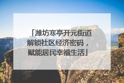 潍坊寒亭开元街道解锁社区经济密码，赋能居民幸福生活