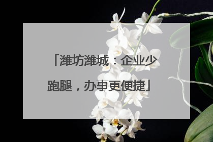 潍坊潍城：企业少跑腿，办事更便捷