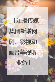 江报传媒集团新增网剧、影视动画片等视听业务