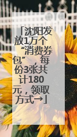 沈阳发放1万个“消费券包”，每份3张共计180元，领取方式→