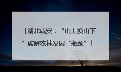 湖北咸安：“山上换山下”破解农林发展“瓶颈”
