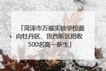 菏泽市万福实验学校面向牡丹区、鲁西新区招收500名高一新生