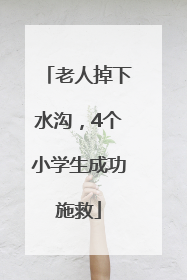老人掉下水沟，4个小学生成功施救
