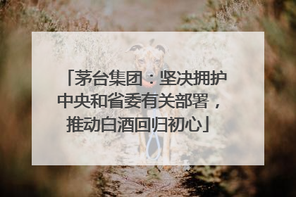 茅台集团：坚决拥护中央和省委有关部署，推动白酒回归初心