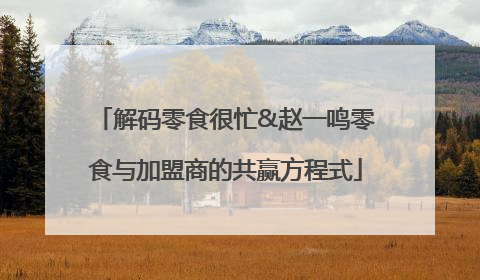 解码零食很忙&赵一鸣零食与加盟商的共赢方程式