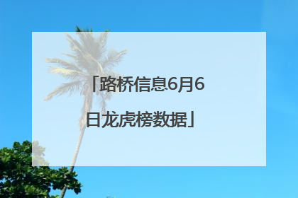 路桥信息6月6日龙虎榜数据