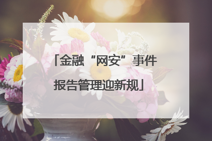 金融“网安”事件报告管理迎新规