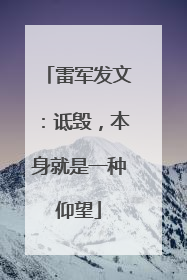 雷军发文：诋毁，本身就是一种仰望