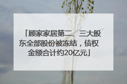 顾家家居第二、三大股东全部股份被冻结，债权金额合计约20亿元